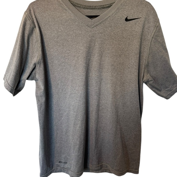 Nike Gray Short Sleeve Tee with V-Neck - Picture 1 of 2